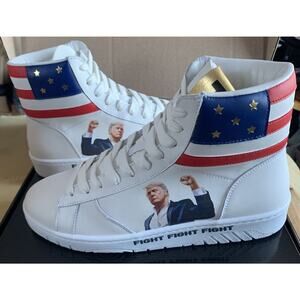 DONALD TRUMP FIGHT FIGHT FIGHT HIGH-TOPS SIZE M12/W13.5 WHITE SOLD OUT /5000
